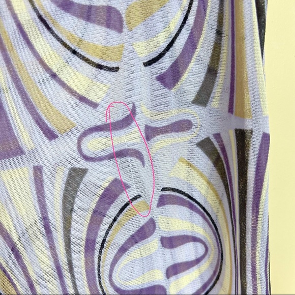 Y2K Lavender Psychedelic Pattern Mesh Top S - Picture 5 of 6